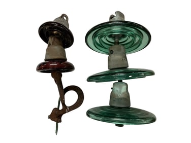 Two Large Glass/Ceramic Electrical Insulator Assemblies