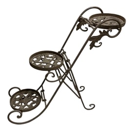 Wrought/Cast Iron Triple Plant Stand.