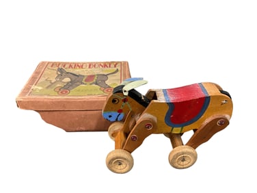Pre- WWII Bucking Donkey Toy in Original Box.