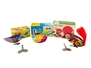 Three Key Wind 1970's Lithographed Tin Chinese Toys