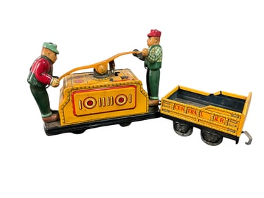 Battery Operated Lithographed Tin Railroad Hand Car