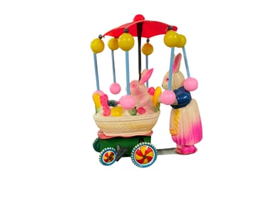 1950's Wind-up Easter Bunny Parade with Spinning Parasol