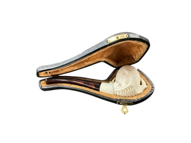 Carved Meerschaum Pipe In Fitted Case