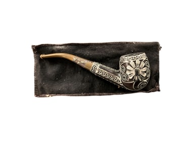 Briar Pipe With Silver Filigree Overlay