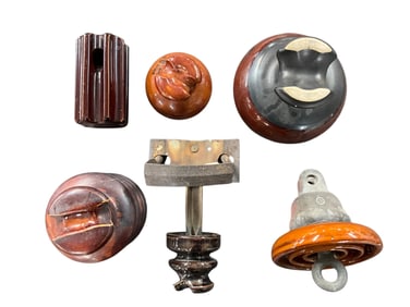 Group of 6 Antique Ceramic Electrical Insulators