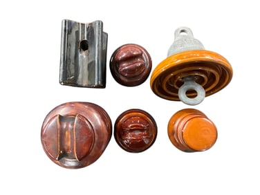 Group of 6 Antique Ceramic Electrical Insulators