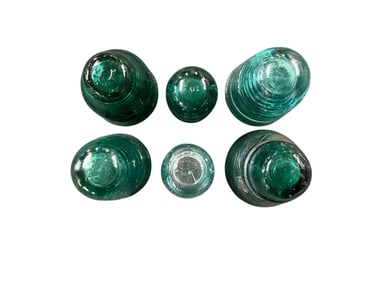 Six Brookfield Glass Electrical Insulators