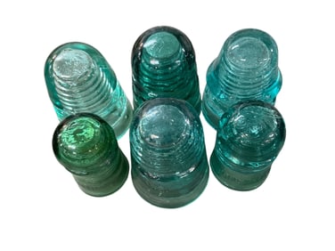 Six Brookfield Glass Electrical Insulators