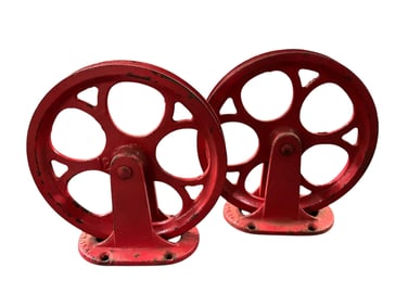 Pair of Iron Pulley Wheels