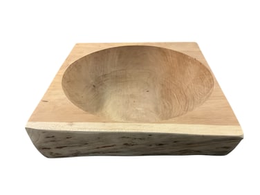 Square Cherry Wood Block Bowl