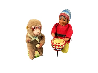 Wind-up Toys- Indian Tom Tom and Drinking Monkey