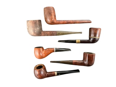 Six Carved Wooden/Briar Smoking Pipes