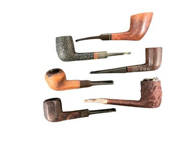 Six Carved Wooden/Briar Smoking Pipes