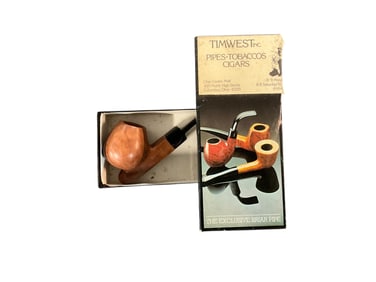 Timwest Briar Pipe- Unsmoked, in Original Box.  Approx. 5" long.