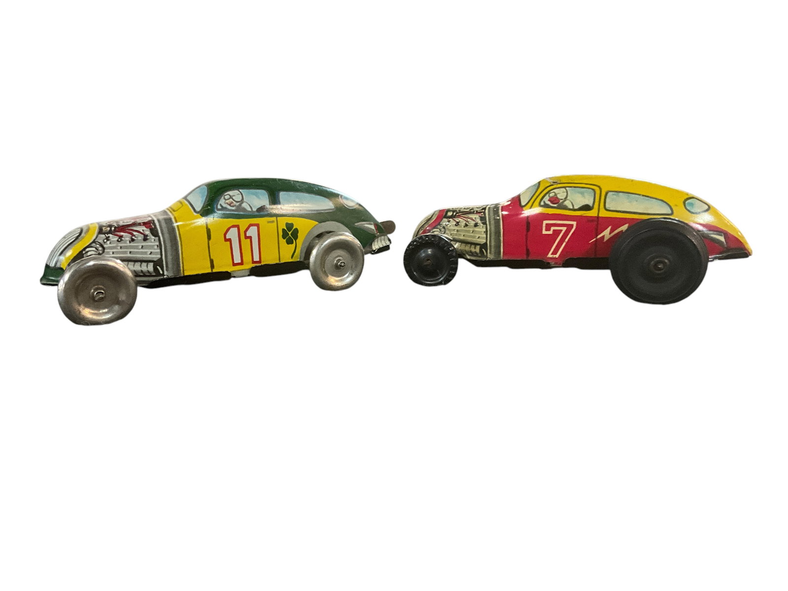 Two Lithographed Tin Wind-up/Key Wind Race Cars (1 of 11)
