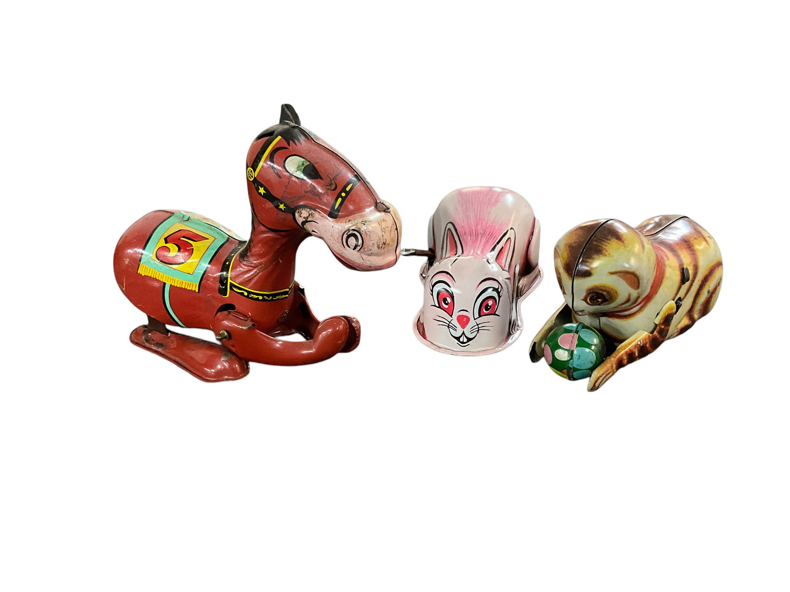 Three Lithographed Tin Wind-up/Key Wind Toys (1 of 17)
