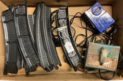 Box Lot of "S" Gauge Track, Transformer