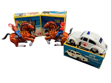 Three Lithographed Tin/Plastic Wind-up Toys
