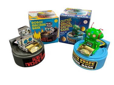 Pair of Plastic Mechanical Banks