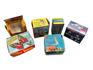 Group of Six Empty Toy Boxes