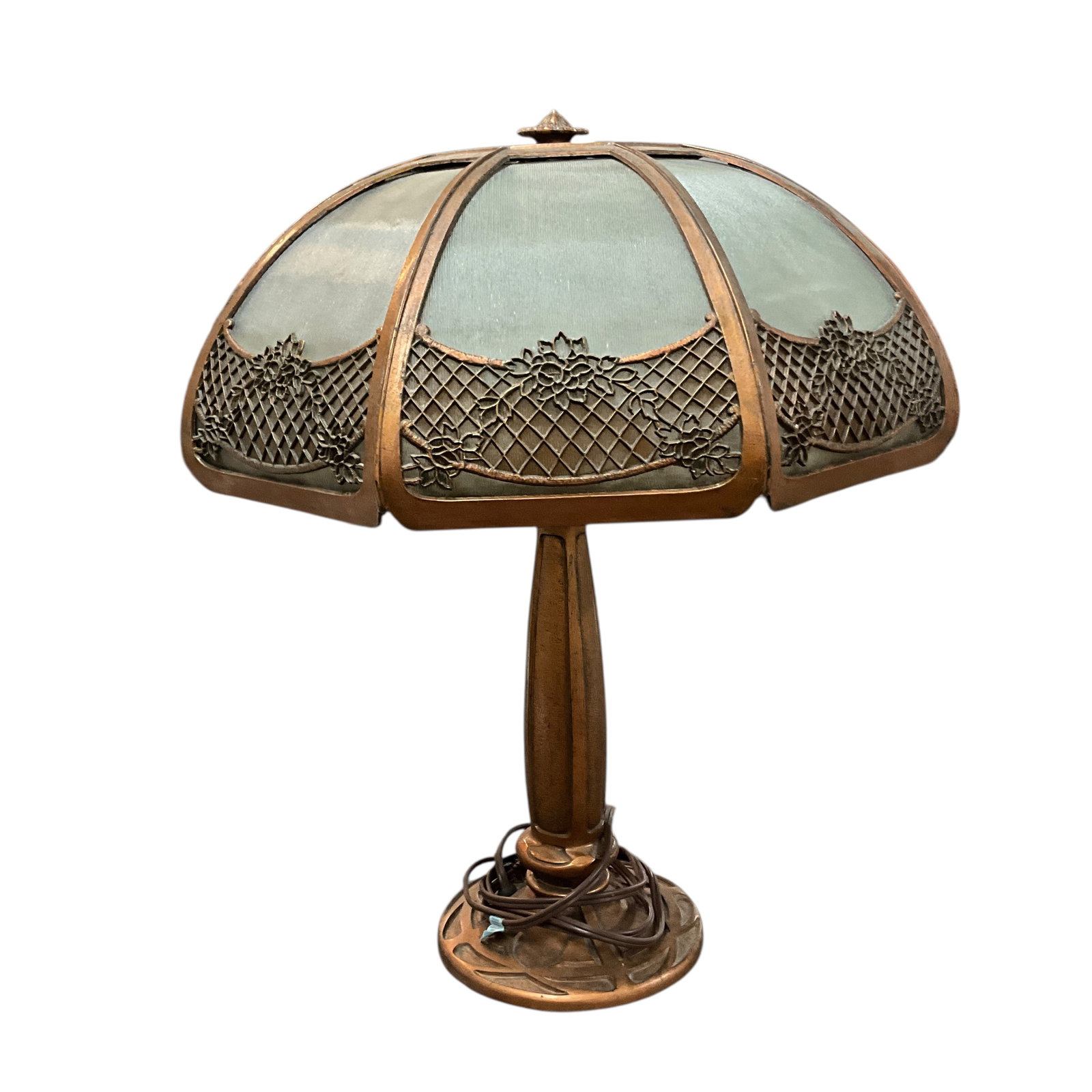 Early 20th Century Bent Glass Panel Lamp (1 of 9)