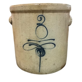 Salt Glazed Stoneware "Bee Sting" Crock.