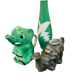 1933 World's Fair Elephant Watering Can, pitcher, and Royal Dux Vase