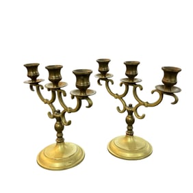 Pair of Brass Triple Candelabra