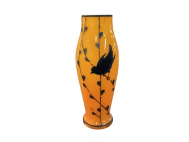 Cased Glass Vase with painted decoration