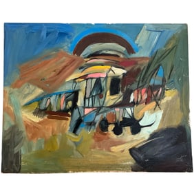 Zygmund Jankowski (1925-2009) Acrylic on Board, Untitled Biplane Painting