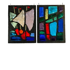 Gabriel Loire (French, 1904-1996) Pair of Stained Glass Panels