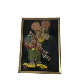 1930's Framed Embroidery- Mickey Mouse