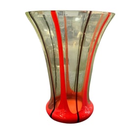 Art Glass Vase with Overlays