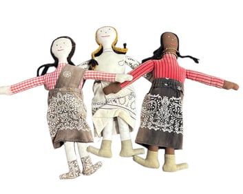 Trio of Two-faced Folk Dolls