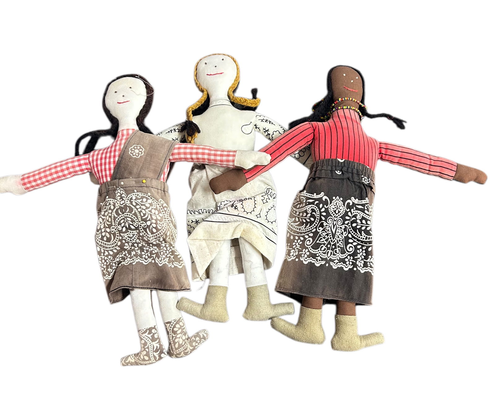 Trio of Two-faced Folk Dolls (1 of 7)