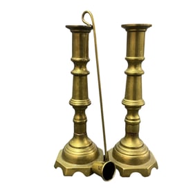 Pair of Brass Candlesticks with Snuffer
