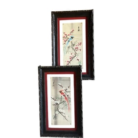 Pair of Asian Rice Paper Paintings