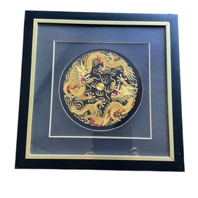 Framed Asian Embroidery- Dragons
