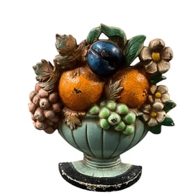 Hubley No. 456 Cast Iron Fruit & Flower Basket Doorstop