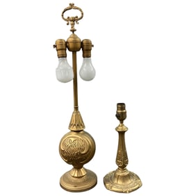 Two Cast Iron Lamp Bases- Art Deco, Classical