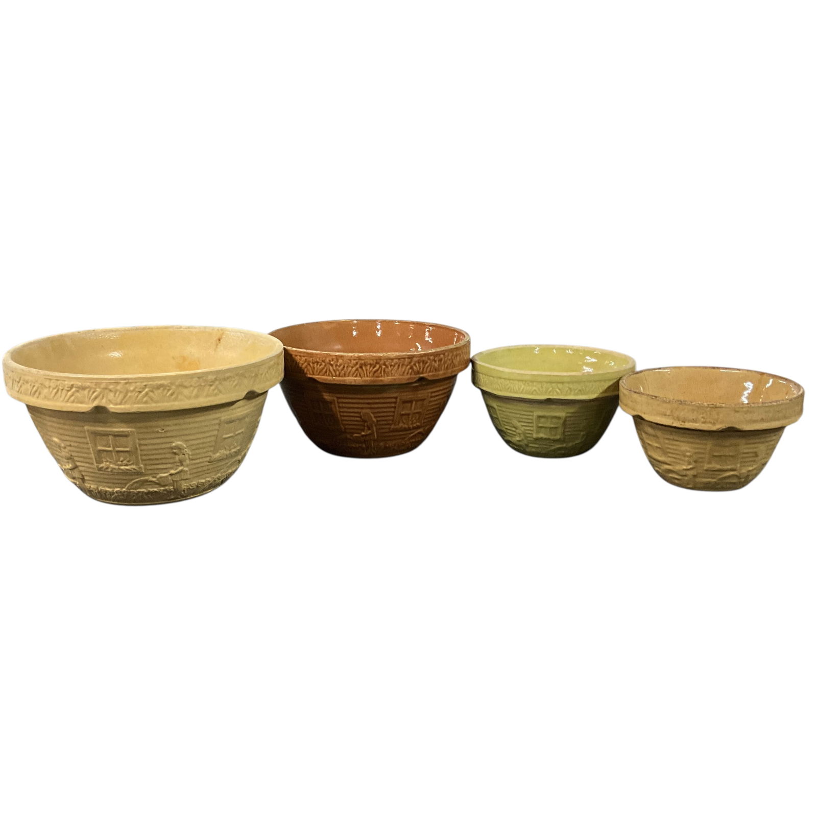 Set of Four Nested Yellow Ware Mixing Bowls (1 of 5)
