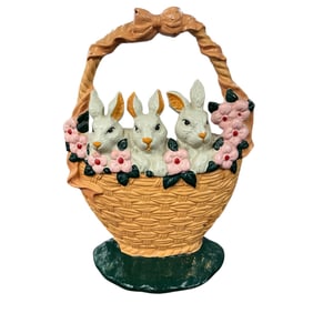 Cast Iron "Bunny Basket" Doorstop