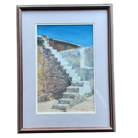 Arlen Raikes (American, 20th Century) "Acoma White Steps" Pastel on Paper