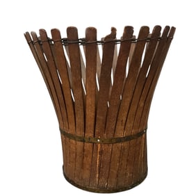 Antique Wood Splint Wastebasket