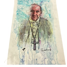 Coy Jankowski (American, b. 1964). Portrait of Pope Francis, Acrylic on paper.