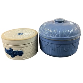 Two Covered Crocks
