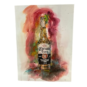 Coy Jankowski (American, b. 1964). Corona Beer Bottle, mixed media on paper.