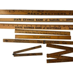 Group of Vintage Wooden Rulers, Yardsticks, etc.