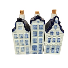 Three KLM Delft House Decanters