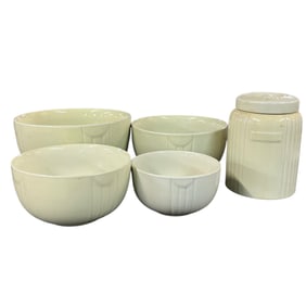 Hall Pottery "Radiance" Art Deco Nested Mixing Bowls & Cookie Jar
